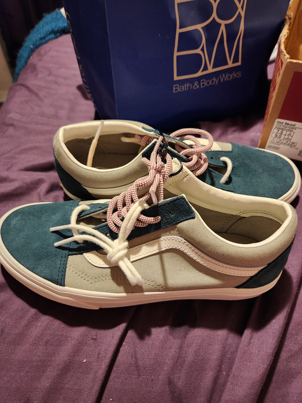 Teal/ Green and Cream Low-Top Suede Canvas Sneakers